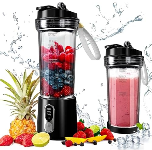 QIANCHEN® Blender Smoothie Maker, USB Standmixer,Mini Portable Blender, Portable Blender, Smoothie Maker to Go, Stand Mixer 500 ml, BPA-Free, Leistungsanzeige & Skalierungstabelle