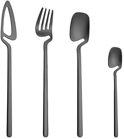 Juego de cubiertos dorados de 64 para 16, incluye cucharas, tenedores, cuchillos, juego de cubiertos colgantes de acero inoxidable 18/10, juego de cubiertos para cocina, restaurante, boda, vajilla de