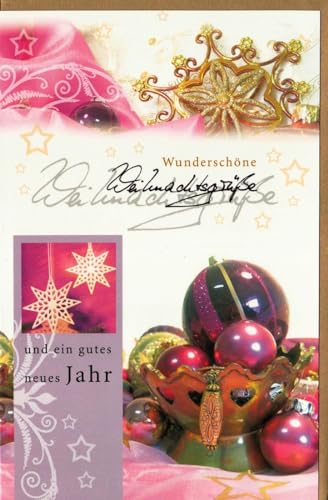 Skorpion Weihnachtskarte gold pink Weihnachtskugeln - mit Umschlag