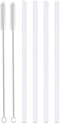 Rimoleur Straws Set for Yeti Rambler Bottle, Including 4pcs Replacement Straws and 2pcs Cleaning Brush, 8.27 inch Length Cuttable Drinking Straws Reusable Replacement Straws