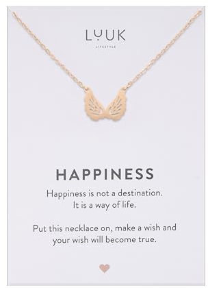 LUUK LIFESTYLE Stainless steel necklace with cute pendants, Angel Wings|Whale|Baguette|Pinecone|Bunny|Honeybee|Duck|Flower, Gifts for Women, 50cm adjustable chain, Silver|Gold|Rose Gold