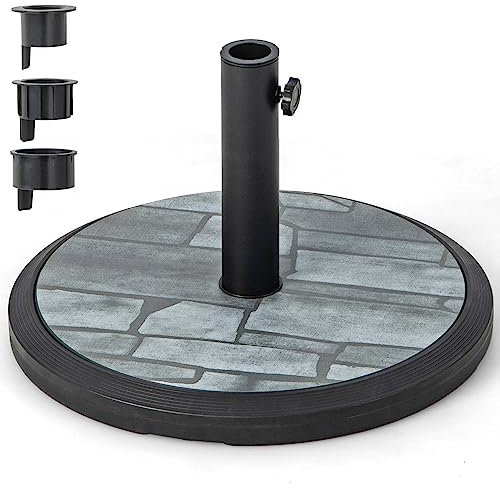 15 kg Sonnenschirmständer, 35 mm/38 mm/48 mm robuster runder Schirmständerhalter mit Glasoberfläche und 3 Adaptern, 48 cm Durchmesser. Freitragender Marktschirm für den Außenbereich, Garten, Terras