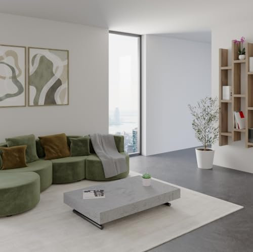 VE.CA. - Milton - Verwandlungstisch, platzsparend - Höhenverstellbarer Hebemechanismus - Ideal als Couchtisch, Esstisch - Betonoptik - Made in Italy