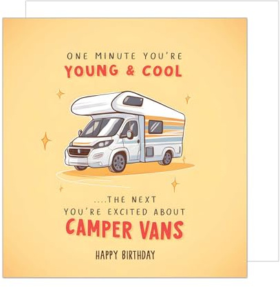 Edition Seidel Premium quadratische Geburtstagskarte mit Umschlag. Glückwunschkarte Happy Birthday Billet Karte mit Spruch für Mann Frau Camperfan lustig Humor (GQ341 SW024)