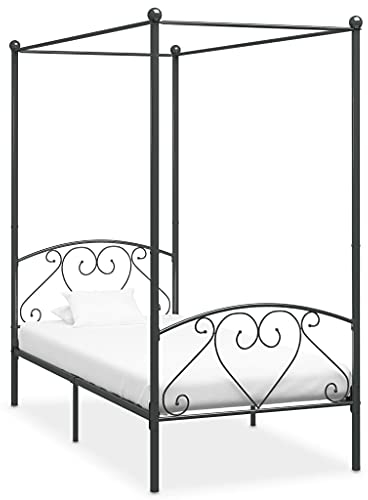 OHOOWOO Himmelbett-Gestell Grau Metall 120 x 200 cm,