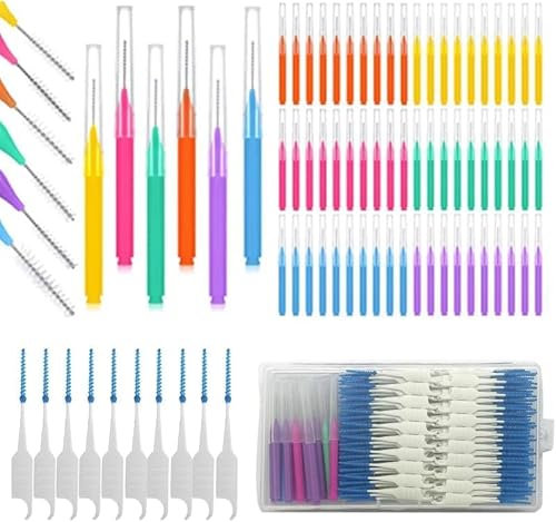 Wonjean 60 Pezzi Scovolini Interdentali e 200 Pezzi Scovolino Interdentale Silicone, Portatile Scovolino Denti con Scatola Adatto per la Pulizia tra i Denti e il Mantenimento Della Salute Orale