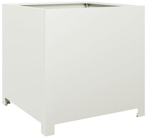 vidaXL Jardinière Blanc 50x50x50 cm Acier, planteur, jardinière de Patio, bac à Fleurs, jardinière d'extérieur, boîte à Fleurs, bac à Jardin