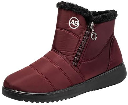 WWricotta Moda Pareja Hombres Mujeres Invierno Impermeable Cremallera Plana Mantener Caliente Botas de Nieve Botas cómodas Zapatos Oferta Botines Mujer