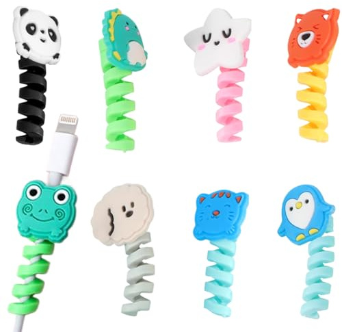 ZEPIQOR 8 Stück Tiere Kabelschutz, Kabel Schutz, Ladekabel Schutz, Ladekabelschutz, USB-Ladekabelschutz, kompatibel mit iPhone/Android