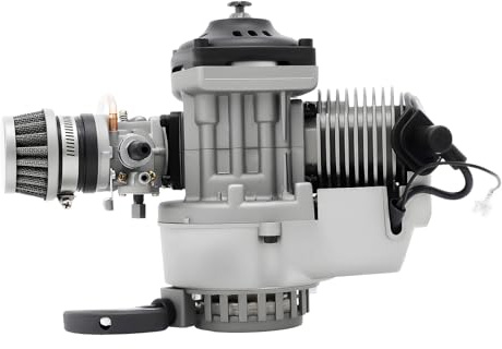 HOARLICN 49CC 2-Takt Motor, Mini Dirt Bike Elektrostarter Motor Mini Motor mit Kraftstofftank Dirt Bike Cross Pocketbike Atv Quad Getriebe Vergaser Luftgekühlt für Pocket Bike