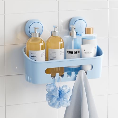 TAILI Duschablage Badregal Saugnapf Ohne Bohren Duschorganizer Duschregal Saugnäpfe Duschgel Halterung Abnehmbar Belastbarkeit 10 KG Wasserdicht Badregal mit Saugnapf für Shampoo und Duschgel, Blau