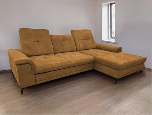 EURO-MOEBEL Ecksofa Rita Wohnlandschaft Polstersofa Polstercouch (Gelb: MIL 17705)