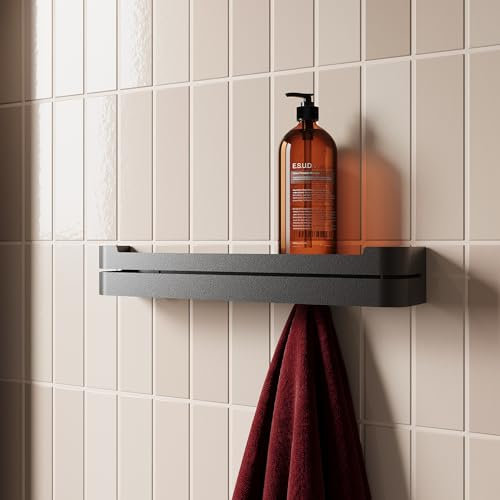 Mensole da muro design moderne | Mensole bagno con 5 ganci | L'attaccapanni da muro con mensola | Porta asciugamani bagno adesivo 50cm | Portasciugamani da parete | Mensola doccia senza foratura