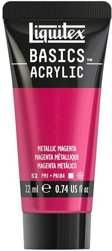 Liquitex 1058342 Basics Acrylfarbe 22ml - Metallic Magenta – Künstler-Acrylfarbe, hochpigmentiert, lichtecht, mittlere Viskosität, seidenglänzend, deckend – Ideal für Leinwand, Holz & Papier