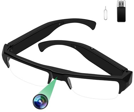 Tebetu Gafas con Cámara Oculta HD1080P, Cámara Oculta Espía Camuflada sin WiFi, Gafas Deportivas con Cámara Espía, Soporte Fotográfico/Vídeo para Ciclismo, Oficina y Otras Actividades