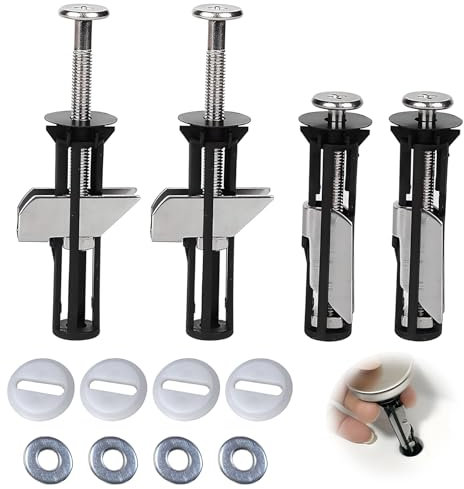 Toilet Seat Fixing Bolts, Universal Toilet Seat Fastener Bolt Kit, Heavy Duty Toilet Cover Screws Replacement Kit, Easy Installation & Maintenance Accessories for Toilet Seat Fittings (4)