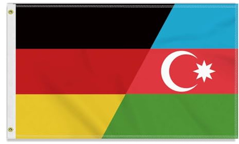 Große 90×150 CM Aserbaidschan Deutschland Flagge,großes 150D Deutsch Aserbaidschanisch Freundschafts banner,Strapazierfähige Doube-Seitendruck Dekor Messingösen large Azerbaijan