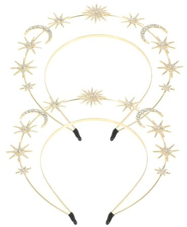 Beaupretty 2stücke Doppellagige Haarreifen Mit Mond Stern Elementen Metall Haarschmuck Für Damen Für Hochzeiten Partys Und Cosplay