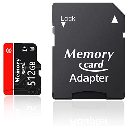 Hcnzdwe Micro Card 512GB tf Card Transfer Speed Up to 100MB/s, Full HD Video Memory Card, A2 V30 UHS-I Class 10 for Camera, smartphones and Tablets-D512GB