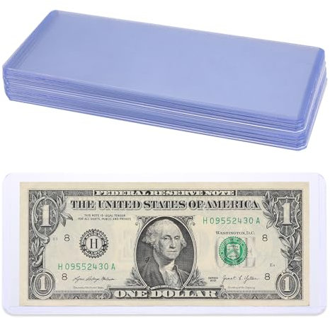60 PCS PVC Transparent Bill Money Holders, Top Insert Currency Sleeves, Clear Banknote Protector Waterproof Money Display Cases for Regular Bills, Collectors, 6.8 x 2.9 Inch