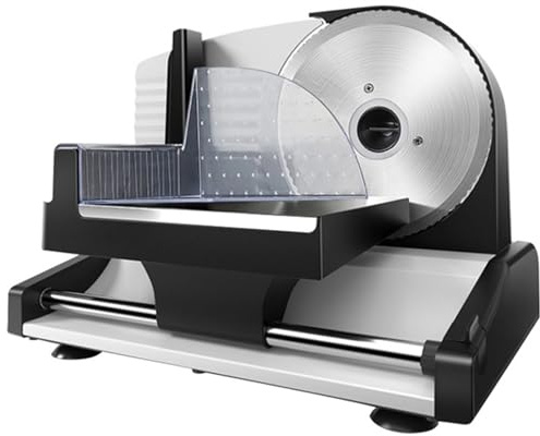 200w Frozen Meat Cheese Deli Slicer,Commercial Meat Slicer, Electric Food Slicer, with Safety Switch, 190mm Diameter Blade, 0-15mm Thickness Adjustment, Suitable for Cheese, Bread, Meat