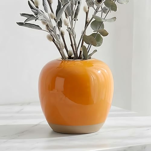 JIDOFUE Vase en céramique orange,pouces,vase décoratif Pour Fleurs,Design Moderne et élégant Pour Salon,Bureau et décoration de Mariage