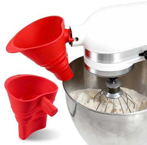 Foldable Flour Funnel for Kitchen Stand Mixer,Compatible with Kitchen Aid Artisan Ksm150 Stand Mixer for Egg Liquid and Both Flour, Perfect for Baking, Easy to Use, and Clean