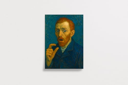WBdesignz Lustiges Poster Van Gogh - Ironische Kunst-Parodie für Badezimmer, Gäste WC, Schlafzimmer - Humorvolle Wanddekoration mit Klassiker & Witz - mit überraschtem Blick (DIN A4 ohne Rahmen)