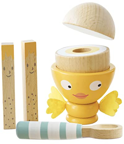 Le Toy Van - Wooden Honeybake 'Chicky - Chick' Wooden Egg Cup Set Pretend Food Kitchen Play Toy Set | Kids Role Play Toy Kitchen Accessories,Wood,pink,12 x 16 x 6.3 cm