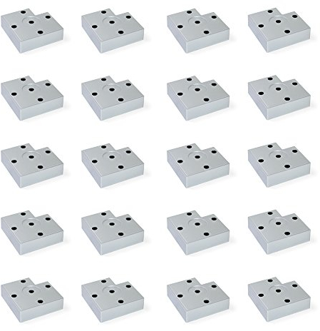 Emuca 2039325 Piede per Mobile, Verniciato Alluminio, H 15mm, Set di 20 Pezzi