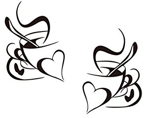 Demarkt Wandtattoo Kaffetasse Kaffee Wandaufkleber Kaffee Tasse Bohnen selbstklebend Küche Aufkleber Wandaufkleber Wandsticker (Herz)