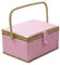 D&D Sewing Box Pink Polka Dot Sewing Box Large with Compartments including Essential Accessories, Built-in Pin Cushion, Pocket and Removable Tray (31 * 22.5 * 15 cm)
