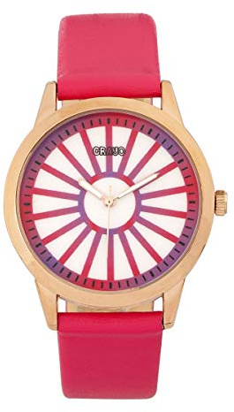 Crayo Electric Quartz Hot Pink Leather Rose Gold Unisex Watch CRACR5004