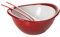 Omada Design Bol passoire et couverts à salade (3 pièces), 26 cm de diamètre, ergonomique et par le design innovant, intérieur blanc et bord extérieur coloré, Ligne Trendy,Rouge