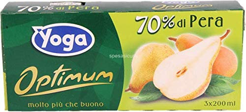 Yoga Succo Optimum Pera brick - 8 confezioni da 3 pezzi da 200 ml [24 pezzi, 4800 ml]