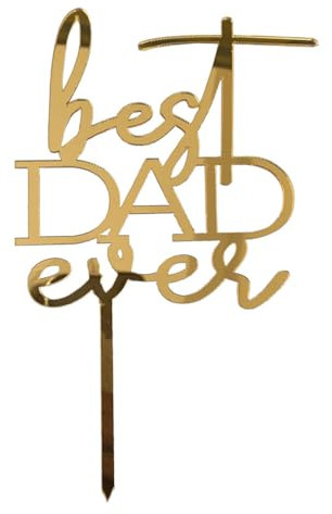 Amosfun 5 StüCk Best Dad Ever Acryl-KuchenaufsäTze in Gold FüR Vatertag, Elegante Kuchendekoration FüR Besondere AnläSse Und Feiern Mit Papa