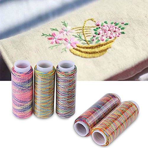 Hztyyier Polyester Nähgarne Multicolor Farbverlauf Nähen Quilten Stickgarn Spulen Bekleidungszubehör 5St