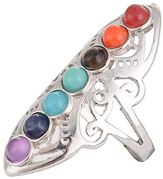 Aiaoway Kristall Natürliche Persönlichkeit Ring Überdimensionaler September Chakras Durchbohrt 925 Silbernen Ring Hohle Daumen Heilung Reiki Steine ??gem Adjustable Ring