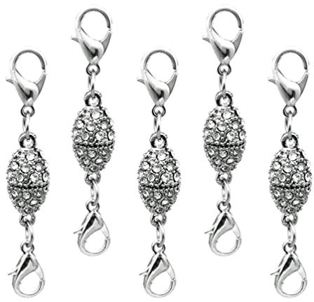 EXCEART 5 Stücke Magnetische Verschlüsse Strass Magnetverschluss Schmuckherstellung Magnet Verschluss Kettenverschluss für Ketten Halskette Armband 8mm (Silber)