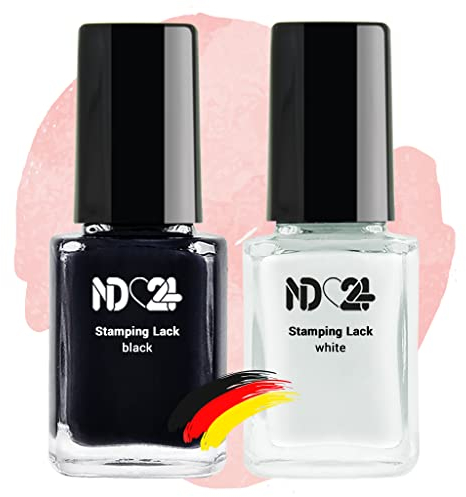 Stamping Nagellack Lack Set Black & White - Hochpigmentiert - Made in Germany - (2 x 12ml)
