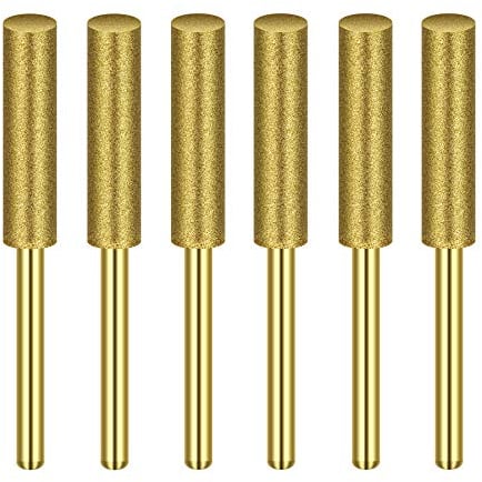 Diamond Chainsaw Sharpener Burr 1/8 Shank，3/16-Inch Electric Sure Sharp Replacement Sharpening Stones ，Suitable for Dremel Echo Poulan gasoline/electric chain saw 12Pack (3/16 Inch/ 4.8 mm)