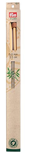 Prym Agujas de tejer de una sola punta de bambú, 33 cm, 8,00 mm, natural, talla única