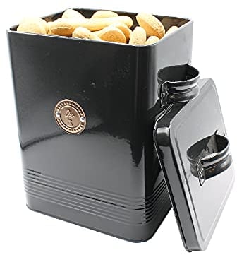 Gardening Naturally Dog Food Biscuit Tin - Food Storage Tin Black Colour