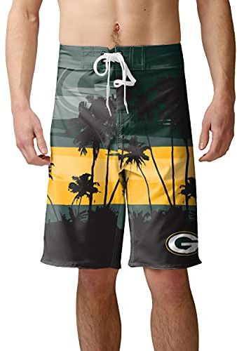 FOCO Green Bay Packers NFL Mens Sunset Boardshorts - L