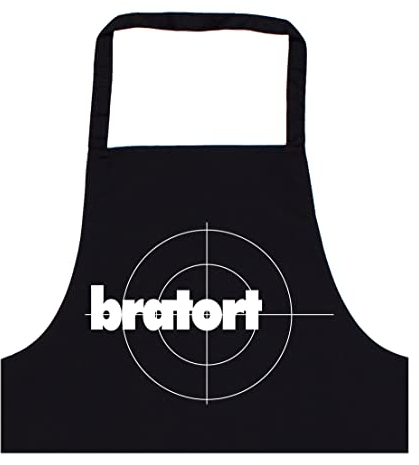 Dressfactor Grillschürze für Männer | Bratort | Grill-Schürze mit Spruch lustig BBQ Grillen Uni Farbe Schwarz