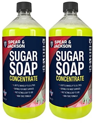 Spear and Jackson - Sugar Soap Concentrate - 2 x 1 Litre - Cleaning Walls, Grease, Grime, Dirt and Stain Remover, Kitchen Degreaser, Versatile Cleaner