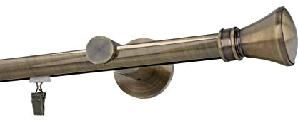 Sento Gardinenstange Innenlauf 19mm 1-läufig Wandmontage Messing Antik 140 cm Idaja