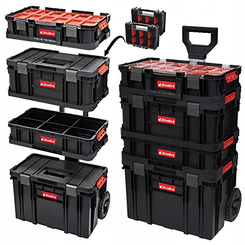 OliveBird Carro Herramientas 6 En 1 XL Caja con Ruedas para Taller, Móvil, Juego De Cajones De Plástico