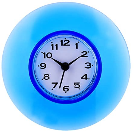 YUMILI Reloj de Ducha Baño, Lindo Mini de Pared Con Ventosa y Espejo, Cuarzo Impermeable, Decoración Para Baño, Cocina, Dormitorio, 6 Colores (Azul)