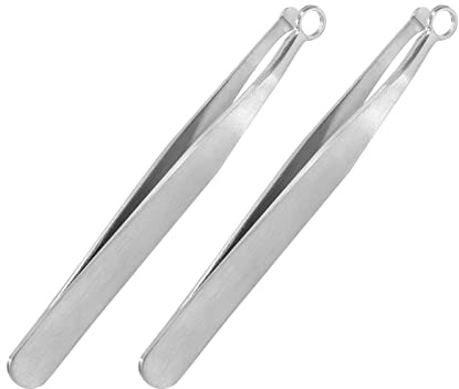 2 Pcs Universal Nose Hair Trimming Tweezers, Stainless Steel Nasal Clippers with Friendly Round Tip for Men & Women for Noses Hair, Brow, Sideburns & Body (Silver)